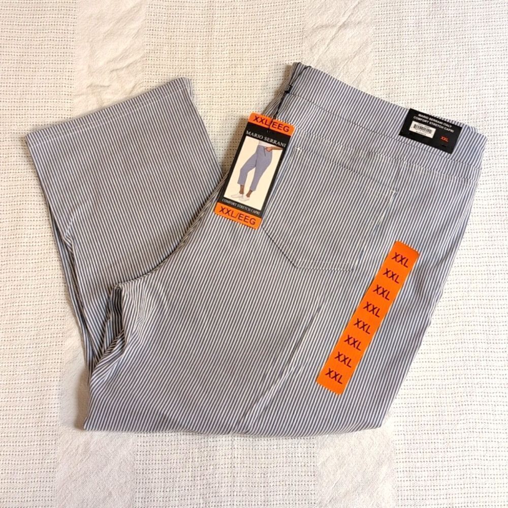 Mario Serrani XXL Comfort Stretch Capri in Blue, NEW